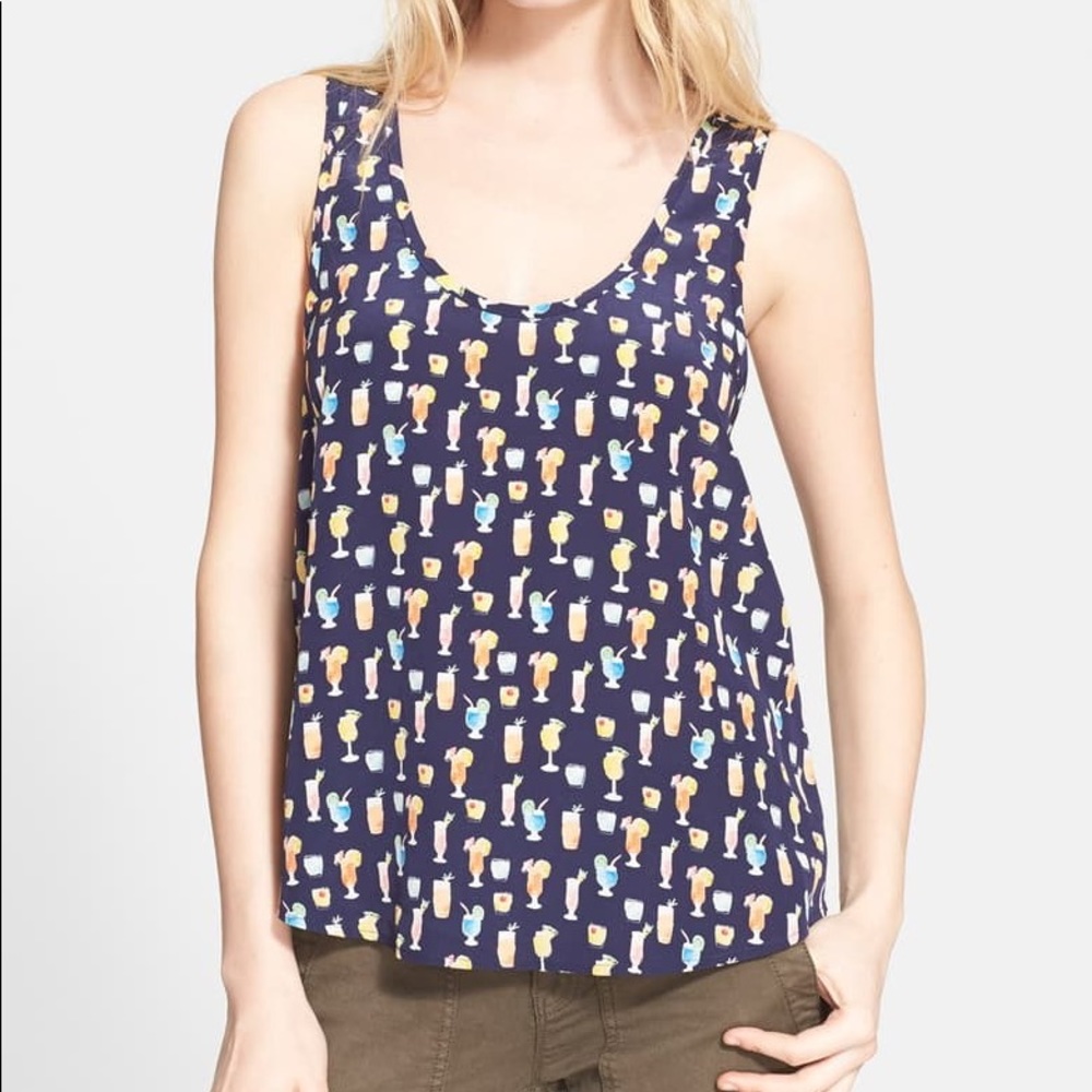 Joie Lotye Cocktail Print Silk Tank